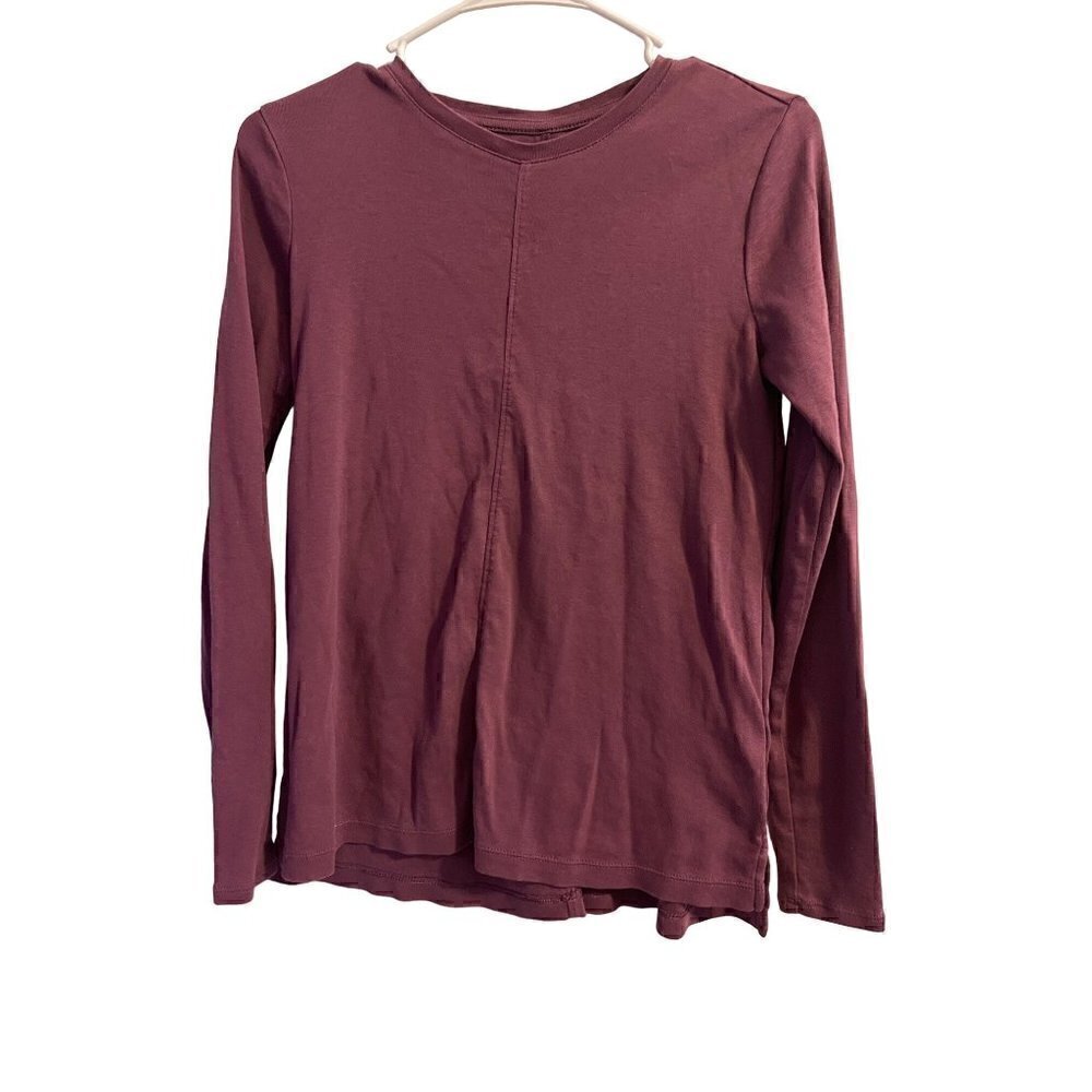 J Jill Crew - Neck High Low Long Sleeve Tee Maroon 100% Pima Cotton Size XS